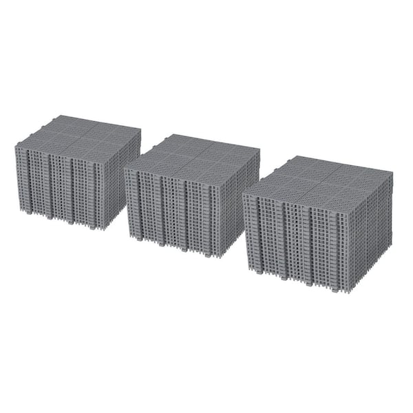 12 x 12 in. Interlocking Drainage Mat Anti-Slip Floor PVC Exercise/Gym/Bathroom/Garage Flooring Plastic Tiles(60-Pieces)