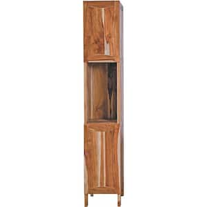 Curvature, 14 in. W x 16 in. D x 78 in. T, Brown, Solid Wood Teak Linen Cabinet, Cabinet, Bathroom Cabinet, Natural Teak