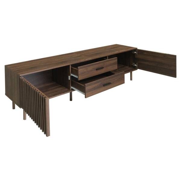 UOI Dark Brown TV Stand Entertainment Center Fits TVs up to 80 in