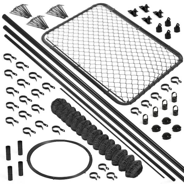 Black Vinyl Coated 6  ft. x 54  ft. Metal 9-Gauge Chain Link Fence-Complete Kit