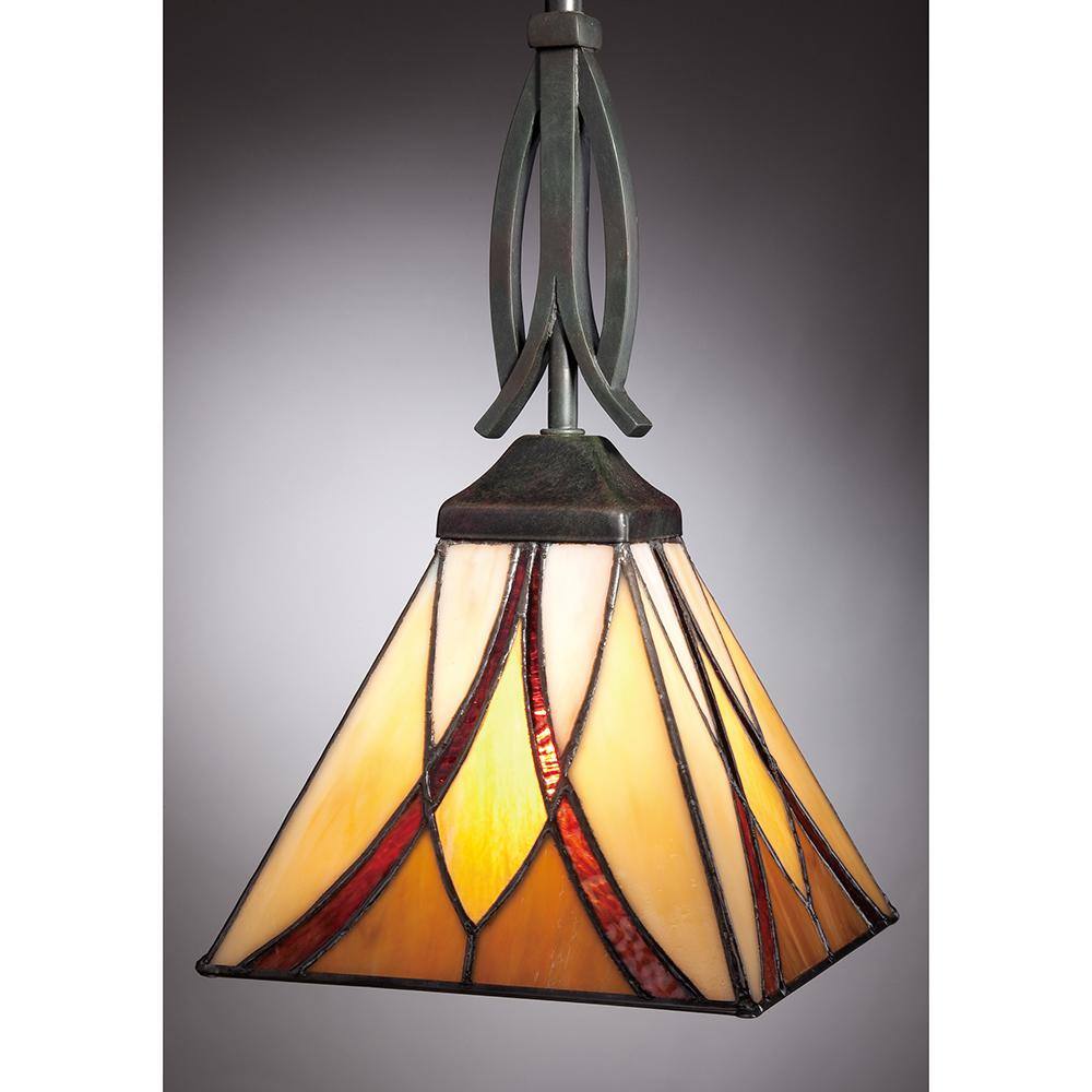 Asheville Valiant Bronze Tiffany Glass Mini Pendant Light