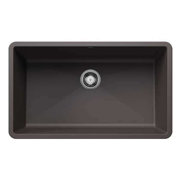 PRECIS Undermount Granite Composite 32 in. Single Bowl Kitchen Sink in Cinder