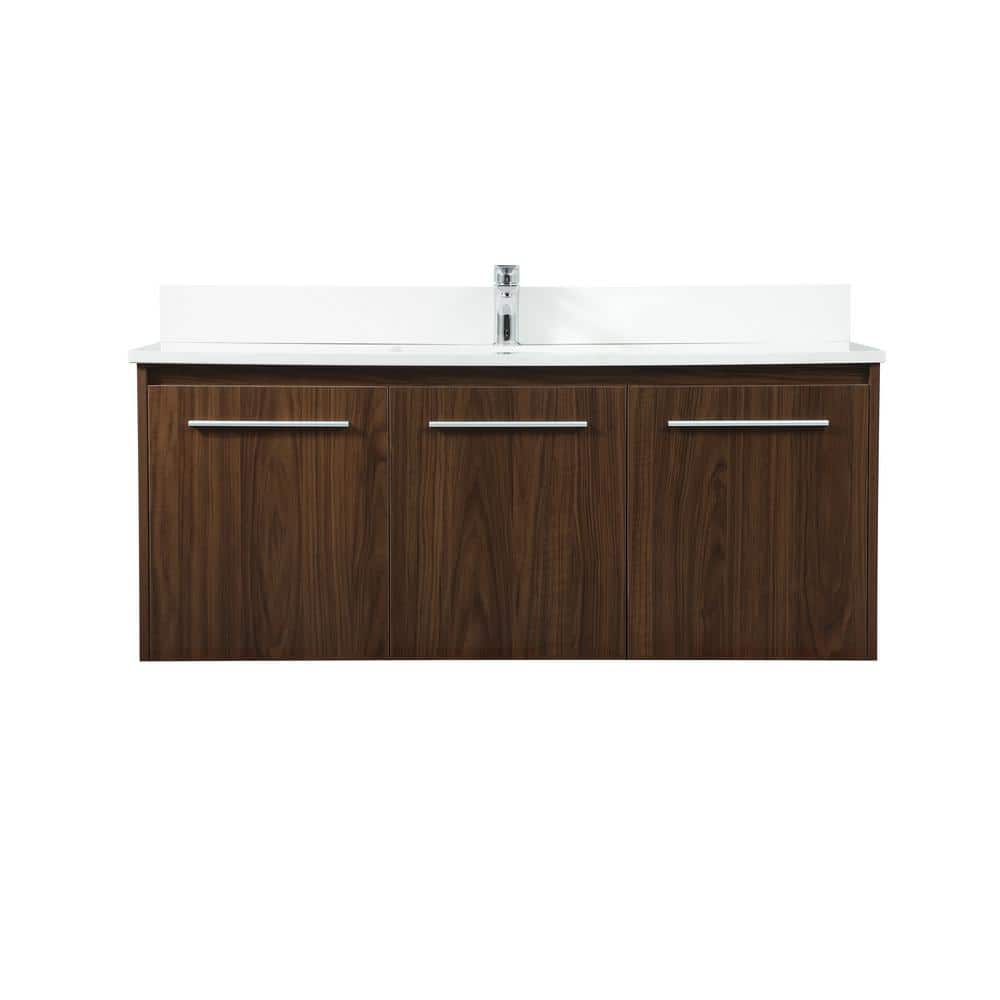 Timeless Home 48 in. W Single Bath Vanity in Walnut with Engineered Stone V
