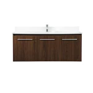 Timeless Home 48 in. W Single Bath Vanity in Walnut with Engineered Stone Vanity Top in with White Basin with Backsplash