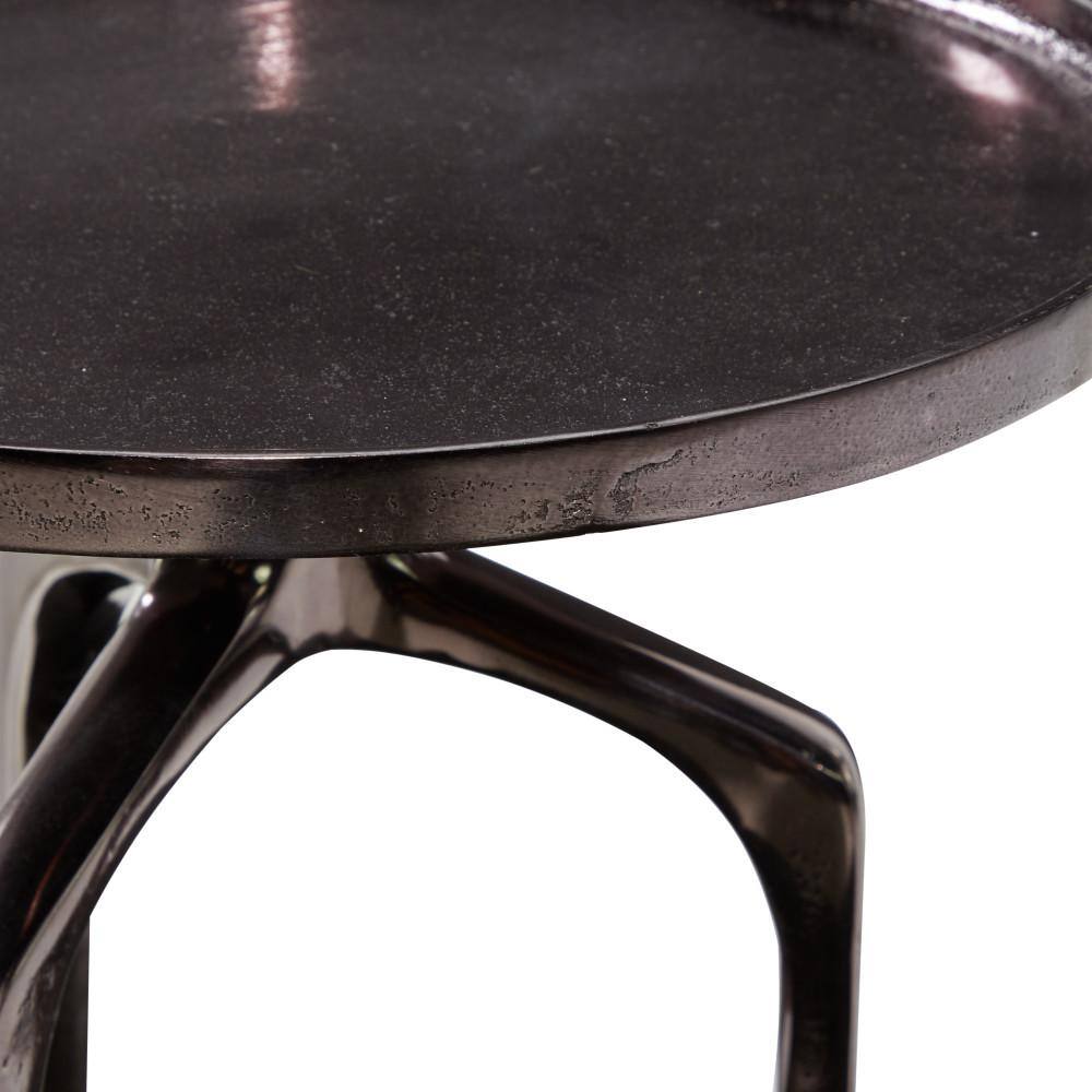 Sleek Black Metal Round Side Table with Tripod Base, 16" x 25"