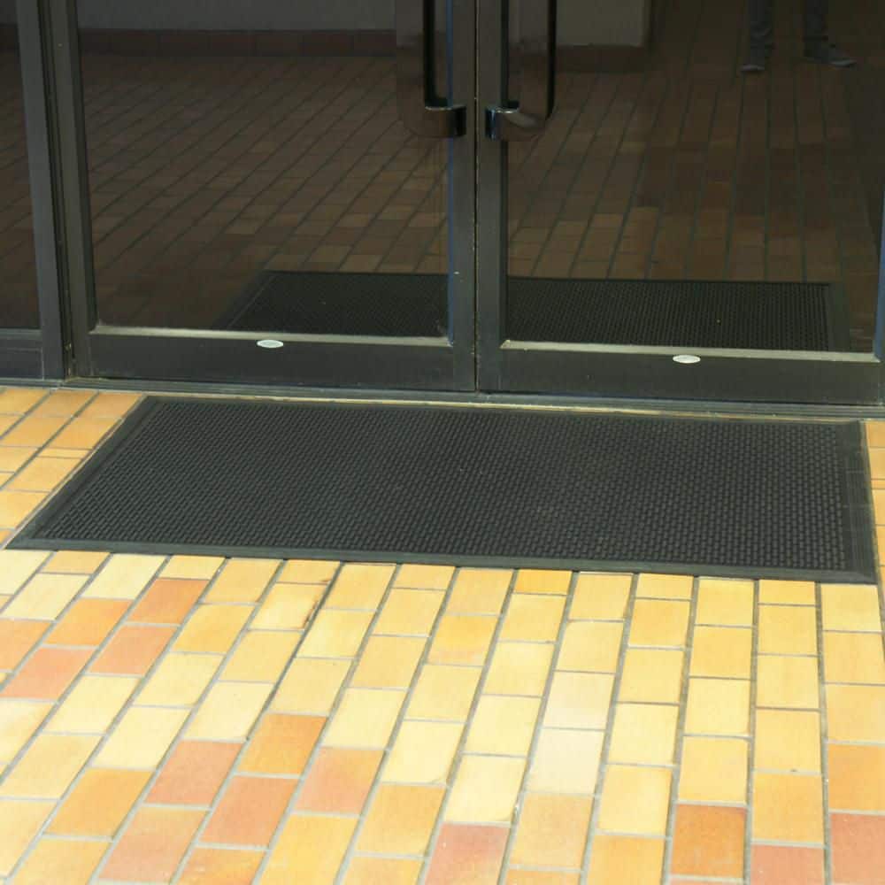 Black Rubber Outdoor Anti-Slip Entrance Door Mat 36" x 60"
