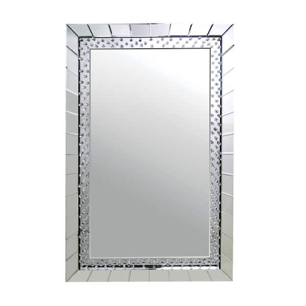 Acme Furniture Nysa 32 in. W x 47 in. H Glass Silver Vanity Mirror