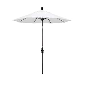 7.5 ft. Bronze Aluminum Pole Fiberglass Ribs Market Collar Tilt Crank Lift Outdoor Patio Umbrella in Natural Sunbrella
