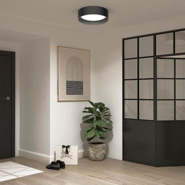 Artika Alton 13 in. 1-Light Modern Black Integrated LED 3 CCT Flush Mount Ceiling Light Fixture for Kitchen or Bedroom