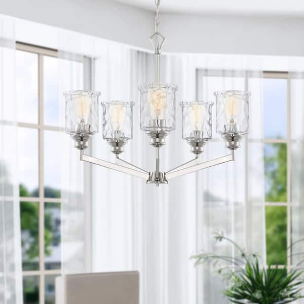 Drake 5-Light Polished Nickel Classic Classic Chandelier for Dining Areas with No Bulbs Included