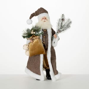 21" Christmas Rustic Gray Santa Figurine