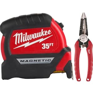 35 ft. x 1 in. Compact Magnetic Tape Measure with 6-in-1 Wire Stripper Pliers