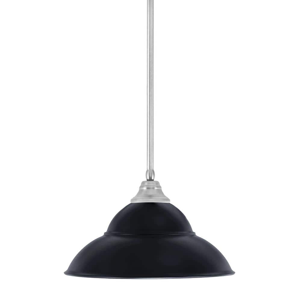 Sparta 100-Watt 1 Light Brushed Nickel Shaded Pendant Light with 16 in. Mat