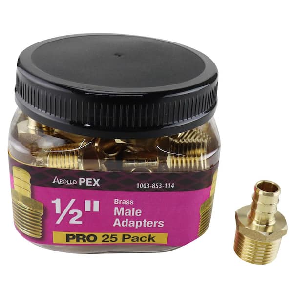 Apollo 1/2 in. Brass PEX-B Barb x MNPT Adapter Pro Pack (25-Pack)