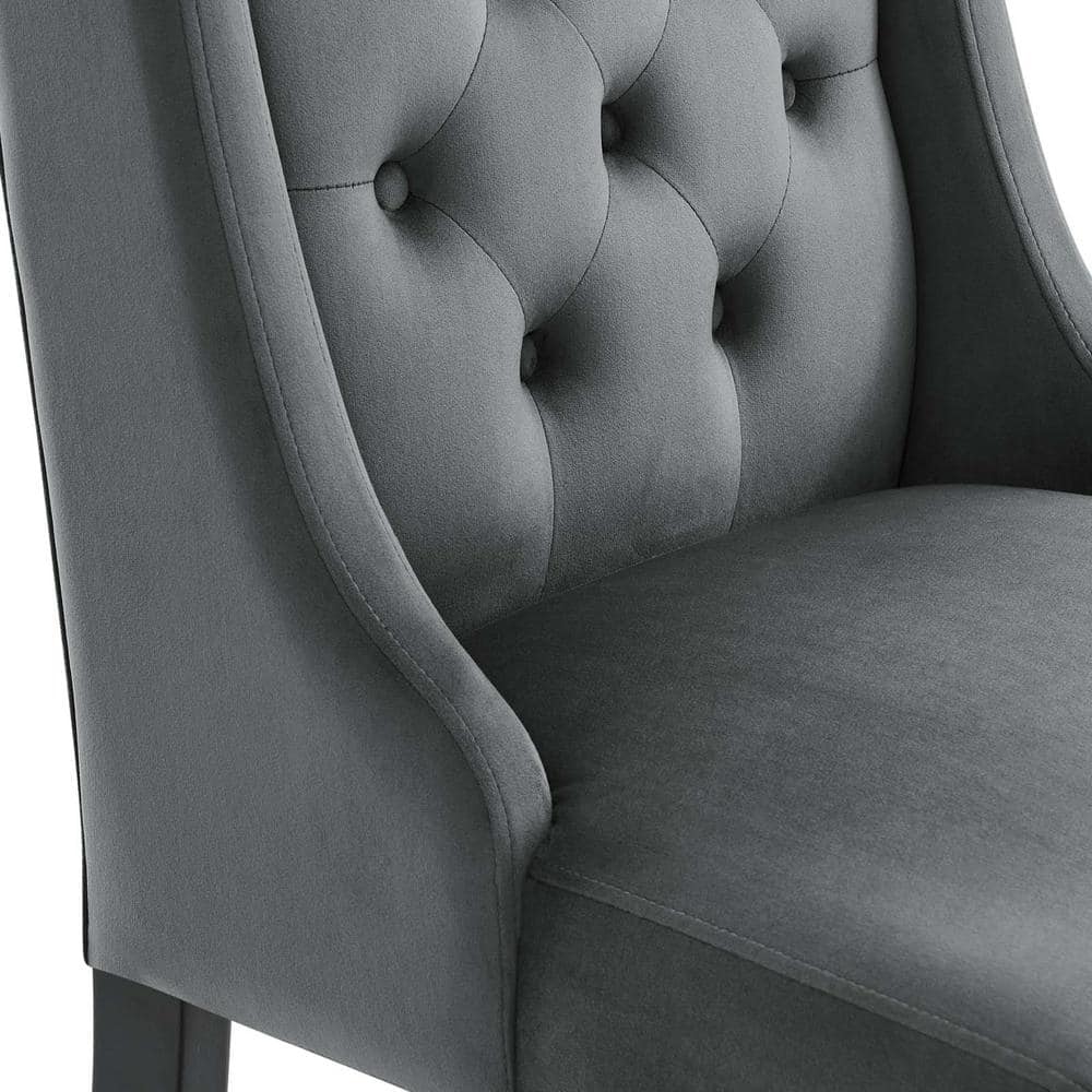 Baronet Gray Velvet Upholstered High Back Side Chair Set