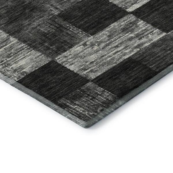Mayfield Premium Machine Washable Abstract AMF1139 Black 3 ft. x 5 ft. Area Rug