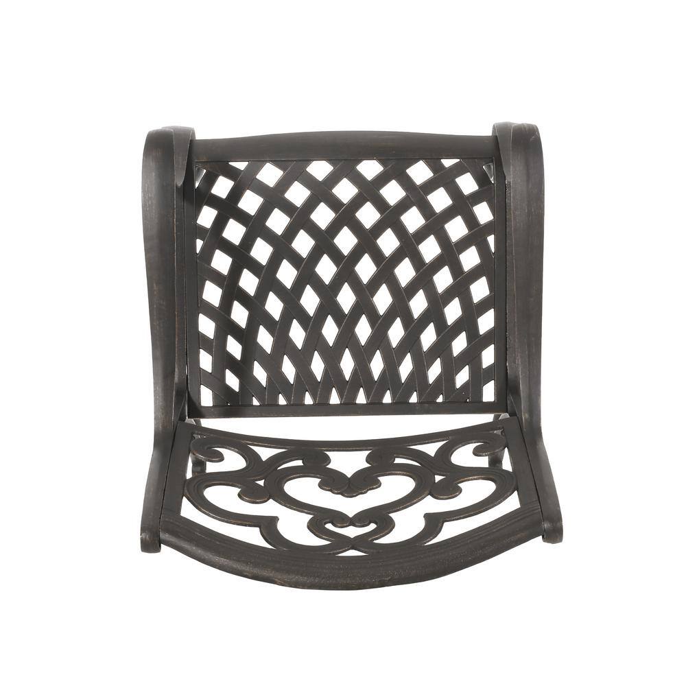 Soft Cloud Patina Copper Cast Aluminum Outdoor Dining Chairs, Set of 2
