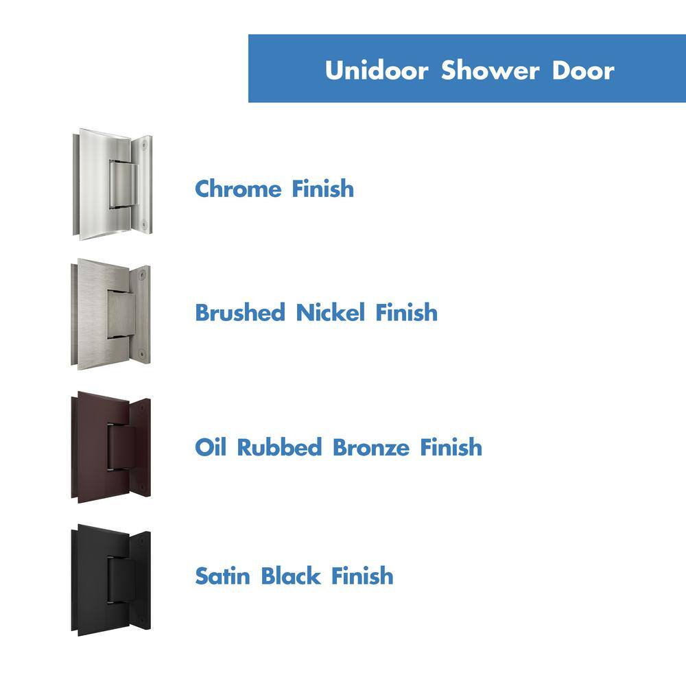 Black Frameless Hinged Shower Door with Clear Glass, 61" x 72"