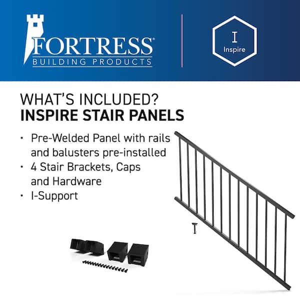 FORTRESS Inspire Railing 32.5 in. H x 6 ft. W Aluminum Black Sand Level Panel