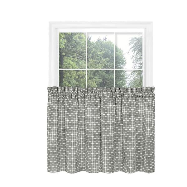ACHIM Bedford Light Filtering Window Curtain Tier Pair - 58 in. W x 24 in. L - Grey
