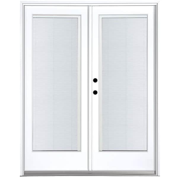 MP Doors 60 in. x 80 in. Fiberglass Smooth White Right-Hand Inswing Hinged Patio Door with Built in Blinds