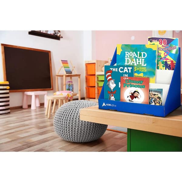 AdirOffice - 3-Tiered Cardboard Bookshelf in Blue (4-Pack)