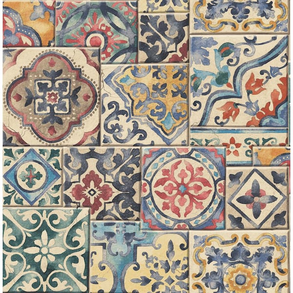 A-Street Prints Estrada Multicolor Marrakesh Tiles Paper Strippable Roll (Covers 56.4 sq. ft.)