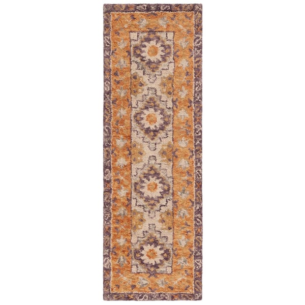 Aspen 2 ft. x 7 ft. Brown/Purple Geometric Medallion Runner Rug