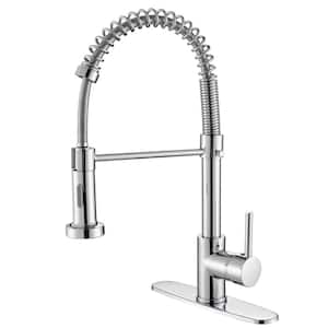 Springs Single-Handle Pull-Down Sprayer Kitchen Faucet with Deckplate Included in Chrome