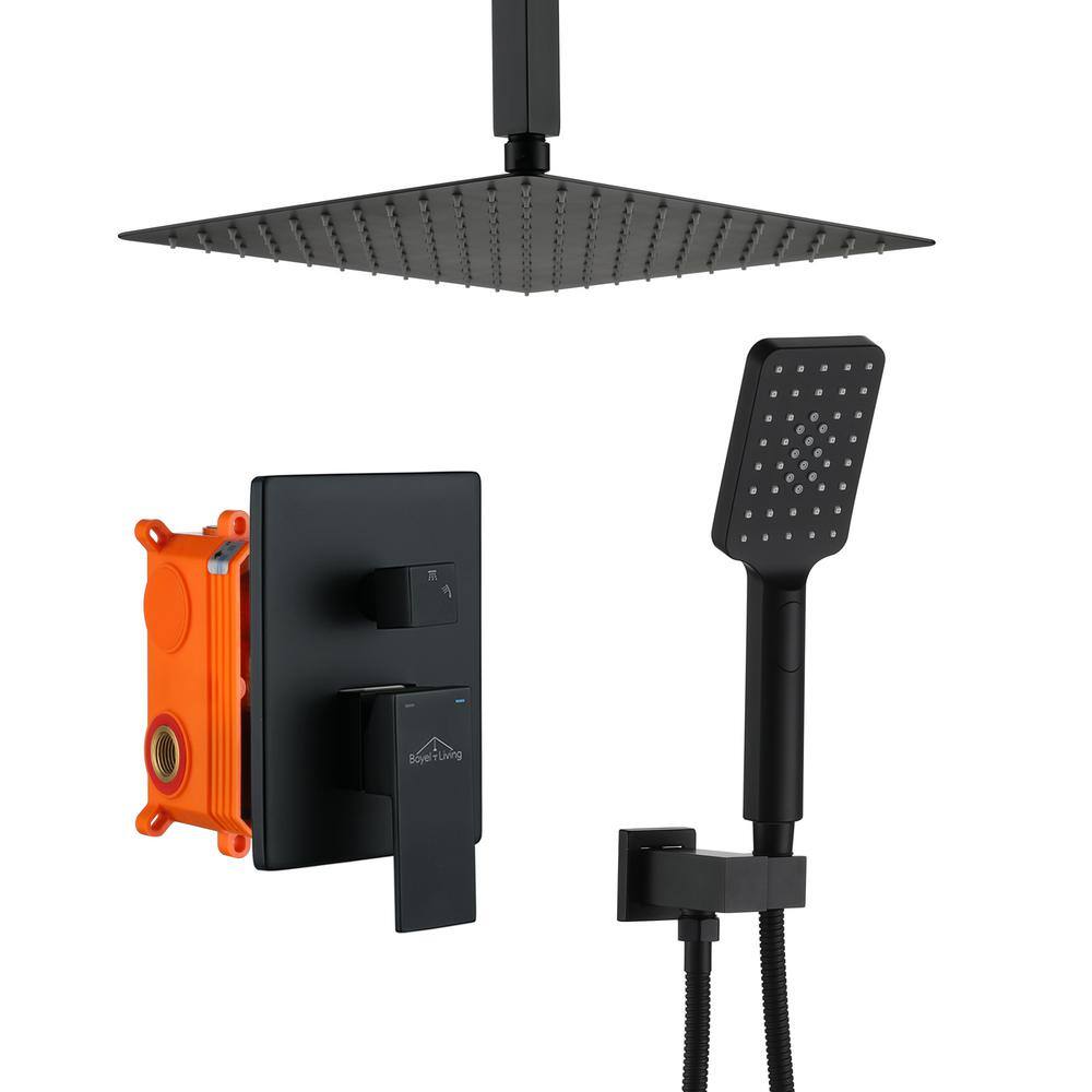 3-Spray Patterns with 2.5 GPM 12 in. Ceiling Mount Dual Shower Heads with P