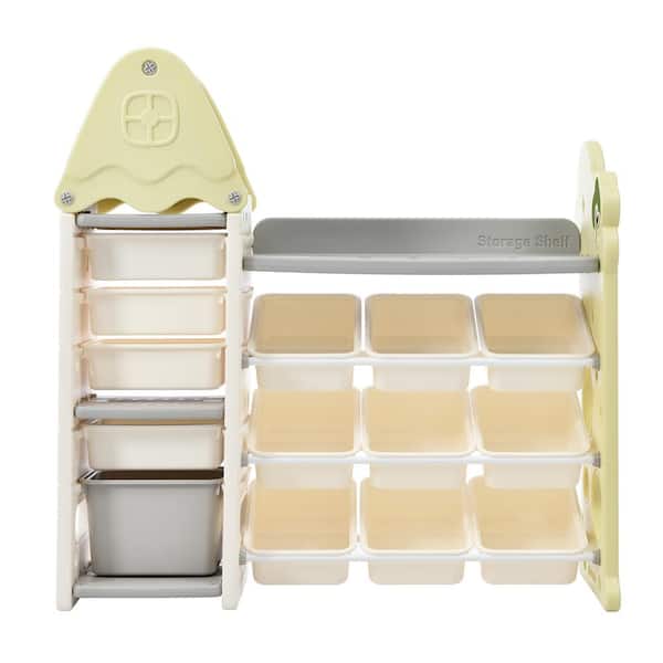 Bon Furni Light Green Multi-functional Kids Toy Storage Organizer with 14 Bins