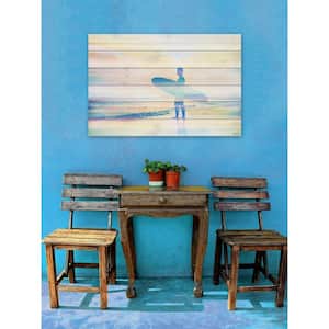12 in. H x 18 in. W "Faded Surf" by Parvez Taj Printed White Wood Wall Art