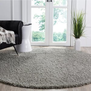 Athens Shag Light Gray 7 ft. x 7 ft. Round Solid Area Rug