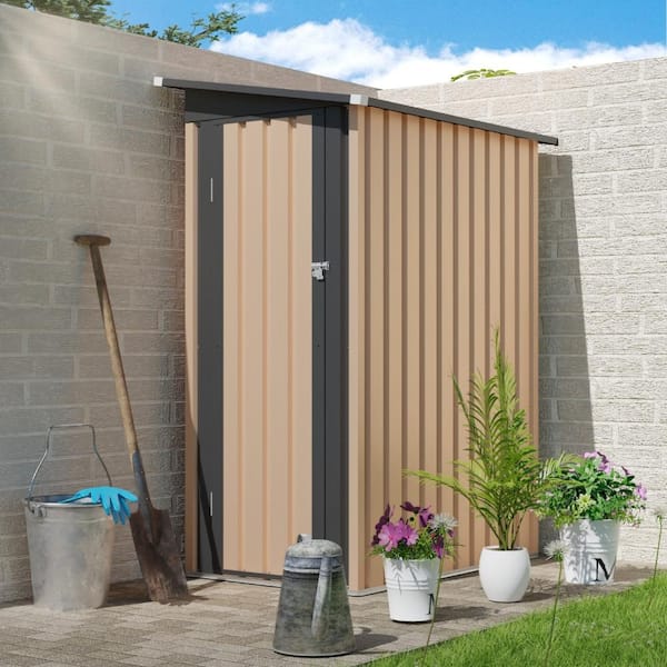 3x5 ft Outdoor Metal Garden Shed with Pent Roof,Side Hinge Door,Galvanized Steel Storage for Tool,Coverage Area-13 sq.ft