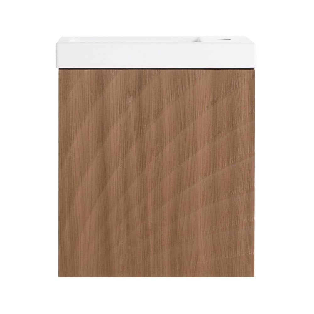 19 in. Wall-Mounted Natural Walnut Bath Vanity with White Cultured Marble Top Unassembled price history on PriceWatchPro