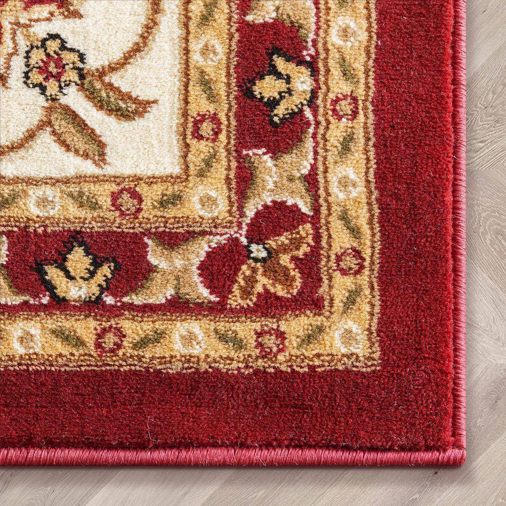 Reversible Easy Care Red Synthetic 47" Rectangular Area Rug