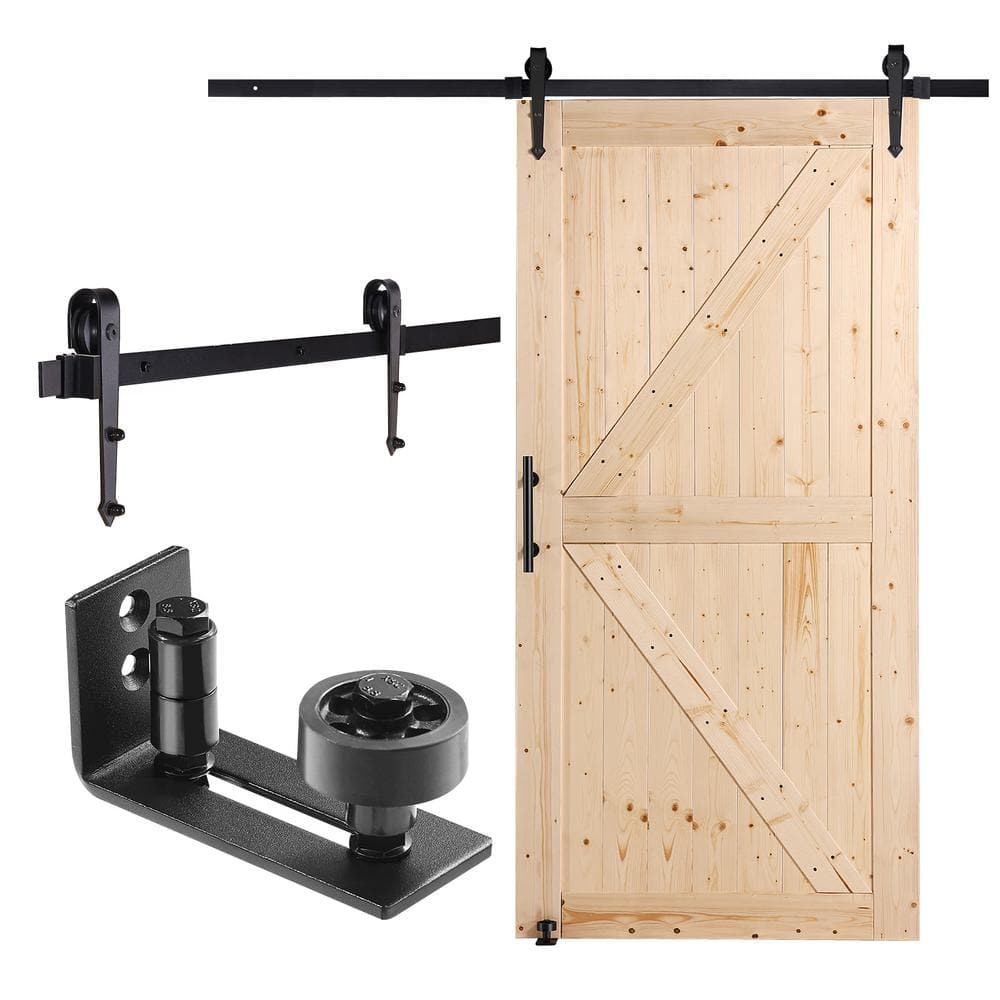 Natural Spruce Wood Sliding Barn Door with Hardware Kit, 42" x 84"
