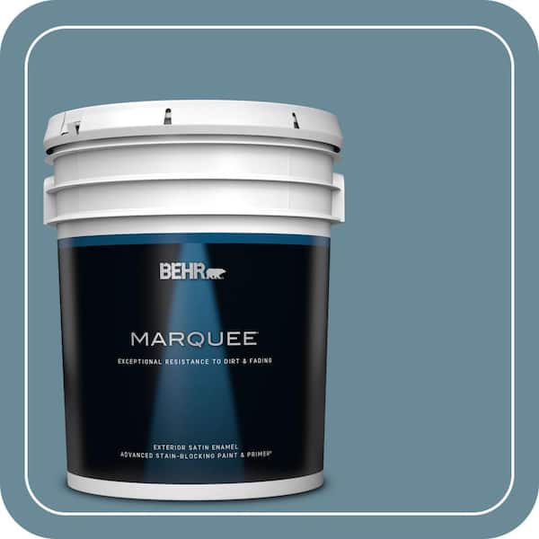 BEHR MARQUEE 5 gal. #BIC-22 Relaxed Blue Satin Enamel Exterior Paint & Primer