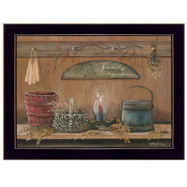 Framed 18 in. x 14 in. "Treasures on the Shelf I", Ready to Hang Framed Print, Black Frame for Living Room, Bedroom
