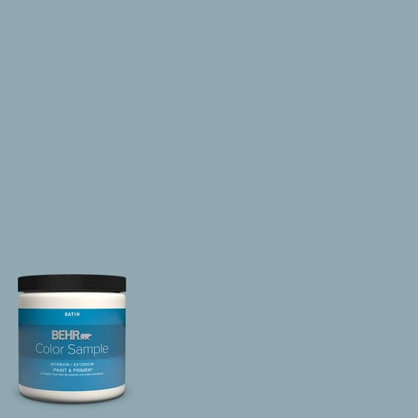 BEHR PREMIUM PLUS 8 oz. #530F-4 Newport Blue Satin Enamel Interior