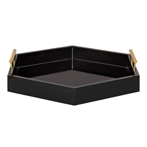 Kate and Laurel Lipton 18 in.x 18 in. Black/Gold Hexagon