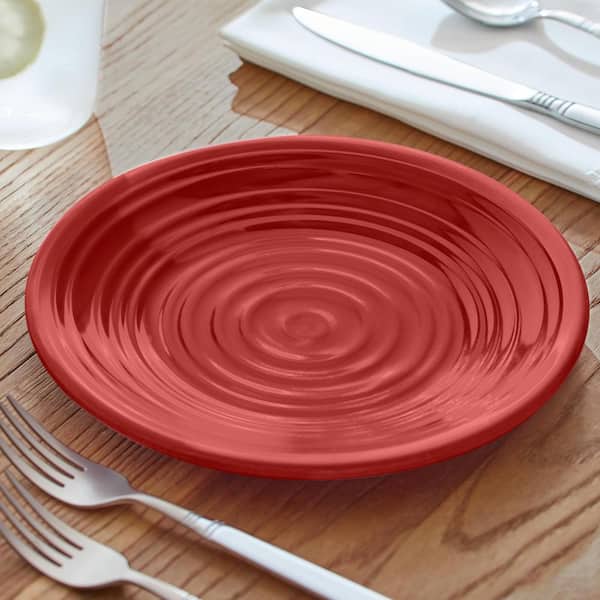 StyleWell Taryn Melamine Salad Plates in Ribbed Chili Red (Set of
