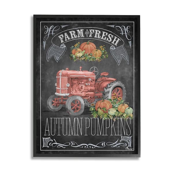 Stupell Industries Autumn Tractor Chalkboard by Paul Brent 1 Piece Framed Graphic Print Travel Poster Art Print 30 in. x 24 in.