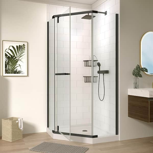 VANITYFUS 36 in. W x 72 in. H Neo Angle Pivot Semi Frameless VANITYFUS 36 in. W x 72 in. H Neo Angle Pivot Semi Frameless