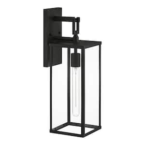 Porter Hills 19 in. Matte Black Hardwired Outdoor Wall Mount Lantern Sconce with No Bulb Included