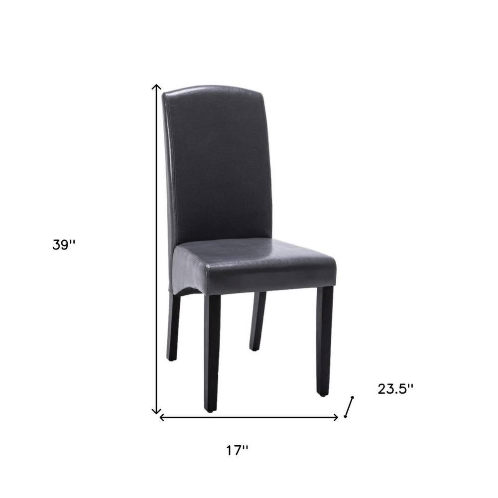 Dark Gray and Black Faux Leather Upholstered Parsons Side Chairs
