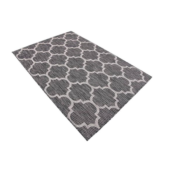 Outdoor Trellis Black 4' 0 x 6' 0 Area Rug