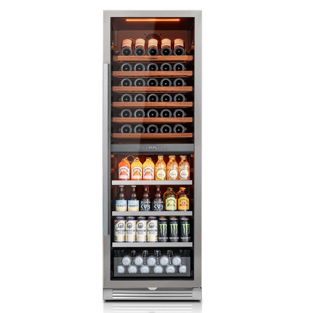 24 in. 77-Bottle and 177-Can Beverage and Wine Cooler Fridge Dual Zone Built-in Beverage Refrigerator in Stainless Steel price history on PriceWatchPro