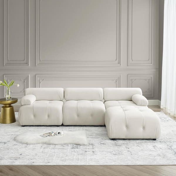 【THE MOZZ】[Premium] Hailey Linen 3 Piece Set Z-joyee 93 in Wide Pillow Top Arm Velvet L-Shaped Modern