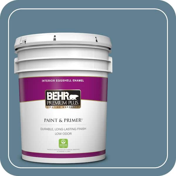BEHR PREMIUM PLUS 5 gal. #BXC-36 Aegean Blue Eggshell Enamel Low Odor Interior Paint & Primer